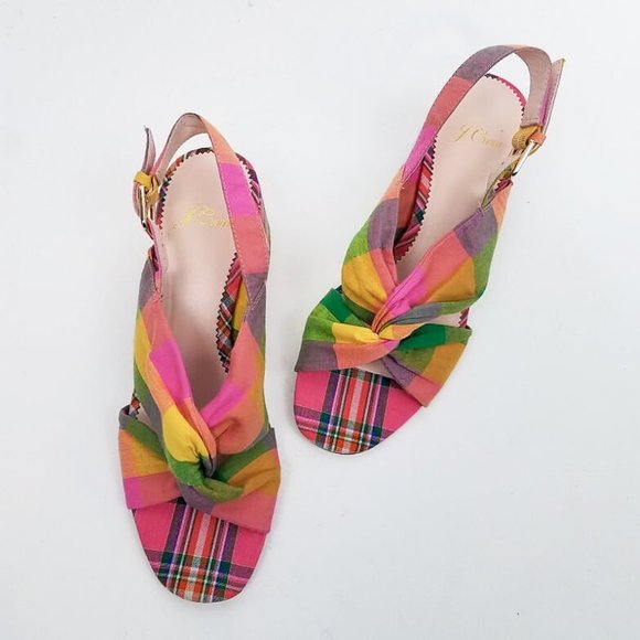 J. CREW Twisted-Knot Penny Sandals in Plaid 6.5 - Picture 4 of 8